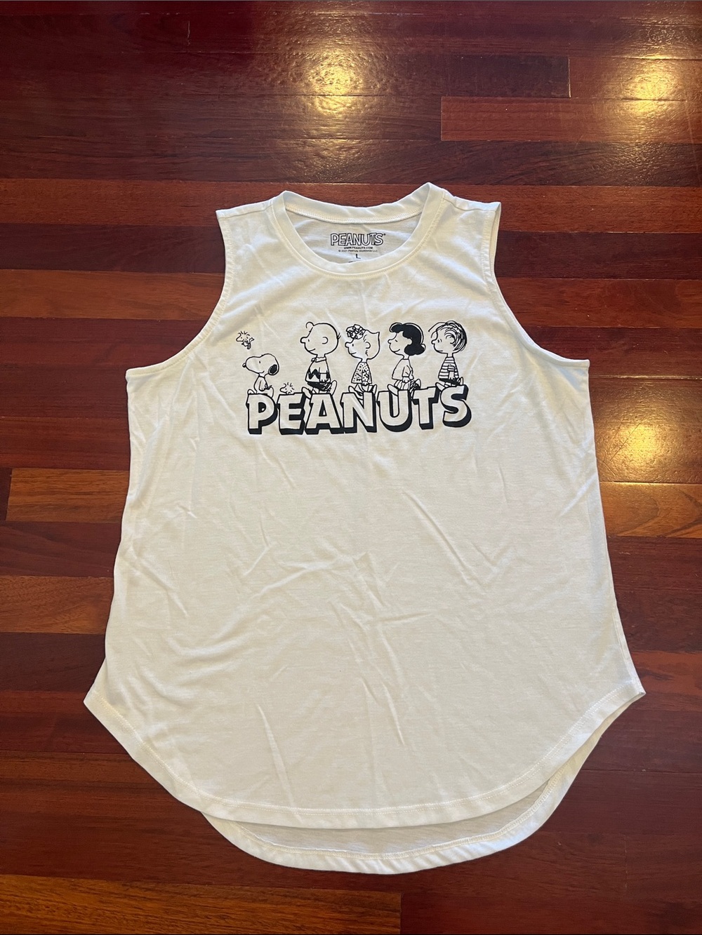 Womens Large Peanuts Muscle Shirt off white.